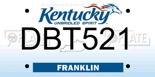 DBT521 Kentucky License Plate