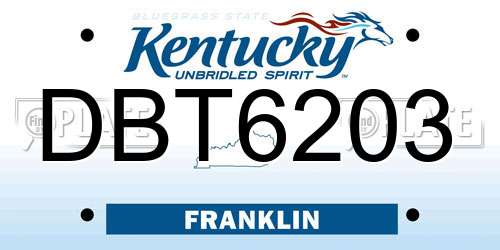 DBT6203 Kentucky License Plate