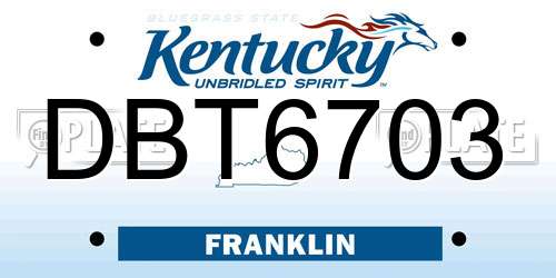 DBT6703 Kentucky License Plate