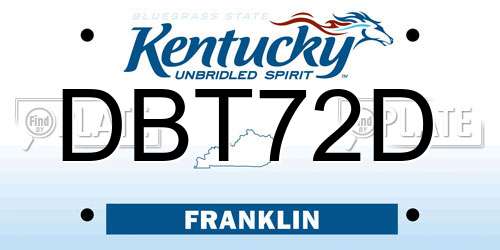 DBT72D Kentucky License Plate