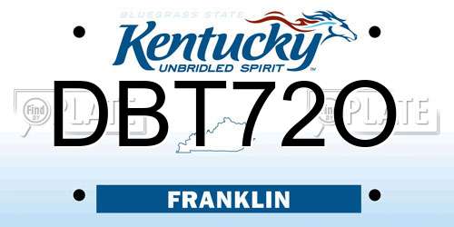 DBT72O Kentucky License Plate