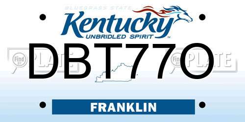 DBT77O Kentucky License Plate