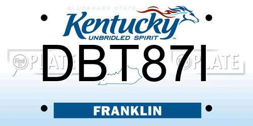 DBT87I Kentucky License Plate