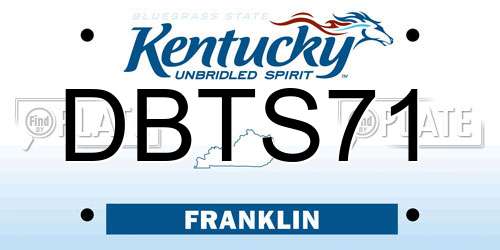 DBTS71 Kentucky License Plate