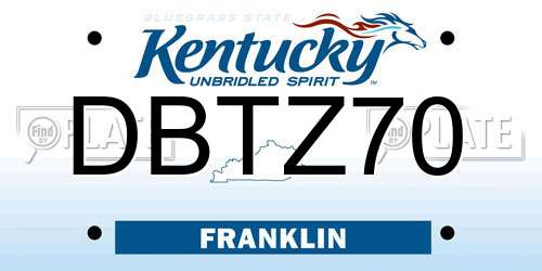 DBTZ70 Kentucky License Plate