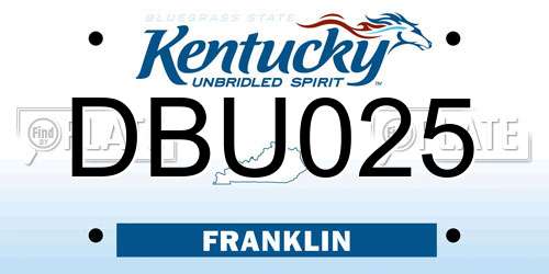 DBU025 Kentucky License Plate