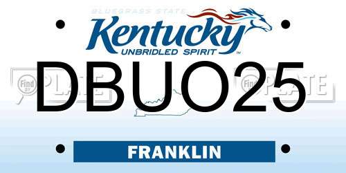 DBUO25 Kentucky License Plate