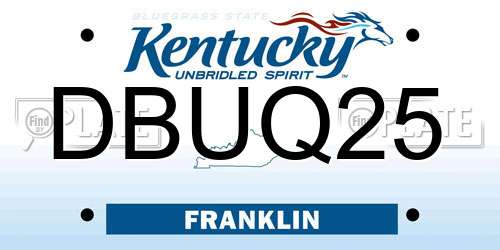 DBUQ25 Kentucky License Plate