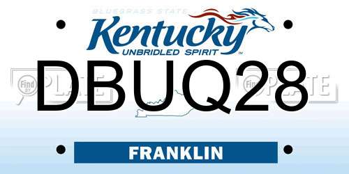 DBUQ28 Kentucky License Plate
