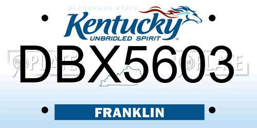 DBX5603 Kentucky License Plate