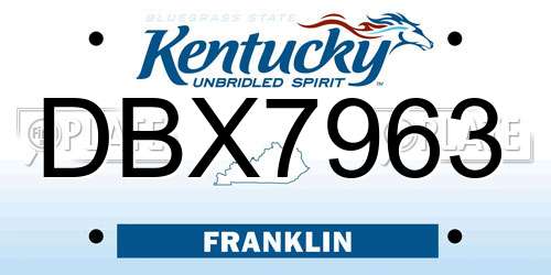 DBX7963 Kentucky License Plate