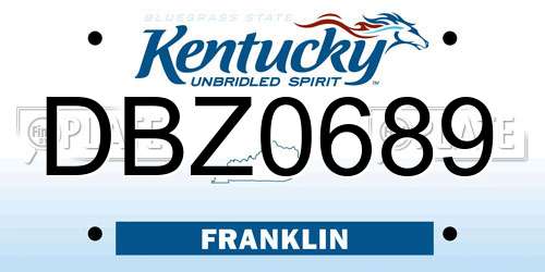 DBZ0689 Kentucky License Plate