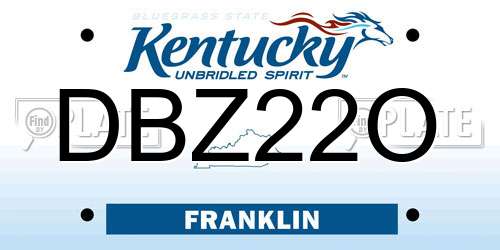 DBZ22O Kentucky License Plate