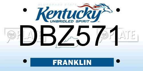 DBZ571 Kentucky License Plate