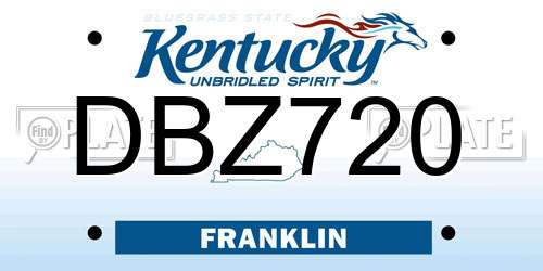 DBZ720 Kentucky License Plate