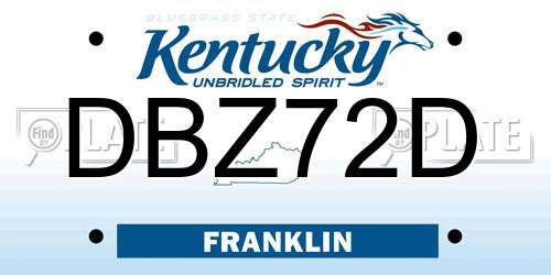 DBZ72D Kentucky License Plate