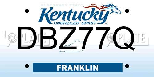 DBZ77Q Kentucky License Plate