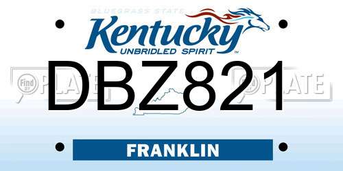 DBZ821 Kentucky License Plate