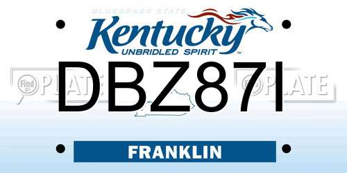 DBZ87I Kentucky License Plate