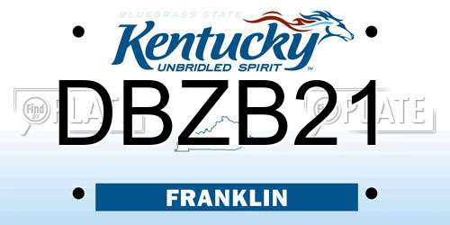 DBZB21 Kentucky License Plate