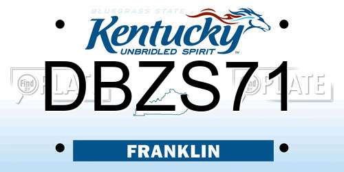 DBZS71 Kentucky License Plate