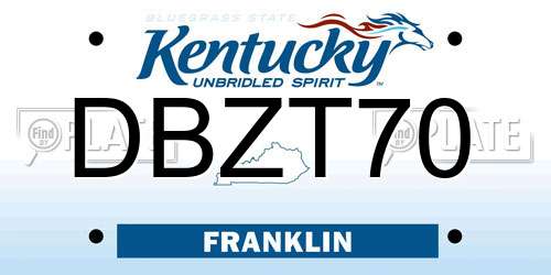 DBZT70 Kentucky License Plate
