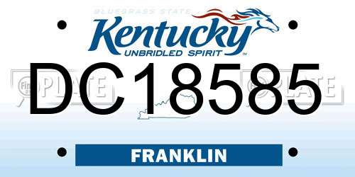 DC18585 Kentucky License Plate