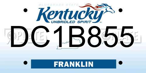 DC1B855 Kentucky License Plate