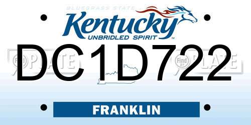 DC1D722 Kentucky License Plate