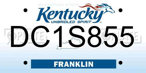 DC1S855 Kentucky License Plate