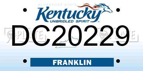 DC20229 Kentucky License Plate