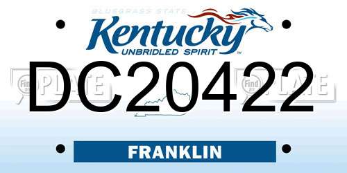 DC20422 Kentucky License Plate