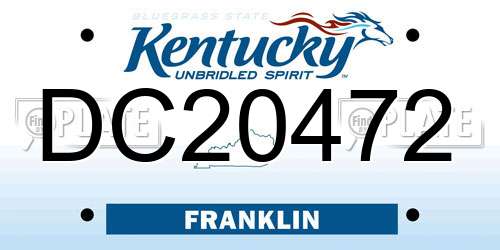 DC20472 Kentucky License Plate