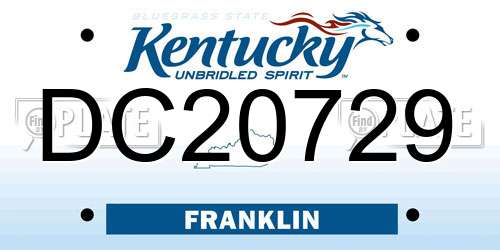 DC20729 Kentucky License Plate
