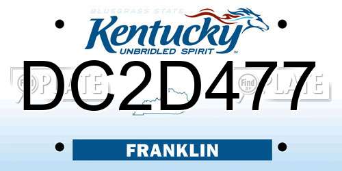 DC2D477 Kentucky License Plate
