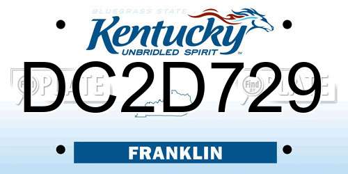 DC2D729 Kentucky License Plate