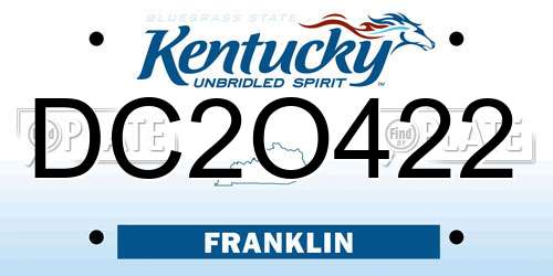 DC2O422 Kentucky License Plate