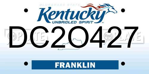DC2O427 Kentucky License Plate