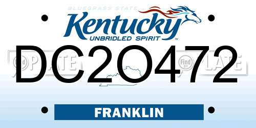 DC2O472 Kentucky License Plate