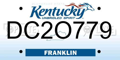 DC2O779 Kentucky License Plate