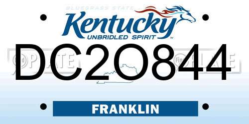 DC2O844 Kentucky License Plate