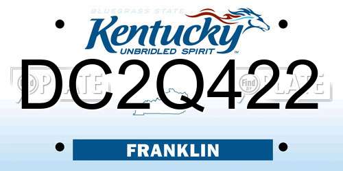 DC2Q422 Kentucky License Plate