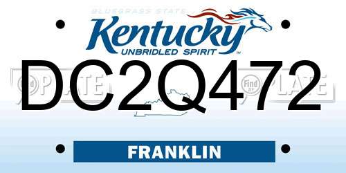DC2Q472 Kentucky License Plate