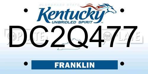 DC2Q477 Kentucky License Plate