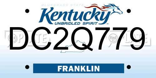 DC2Q779 Kentucky License Plate