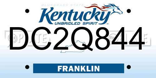 DC2Q844 Kentucky License Plate