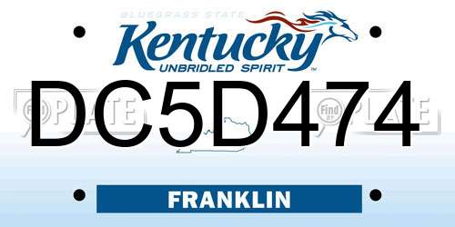 DC5D474 Kentucky License Plate