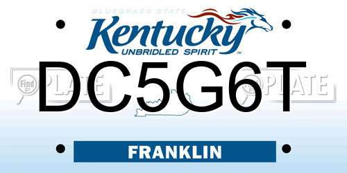 DC5G6T Kentucky License Plate