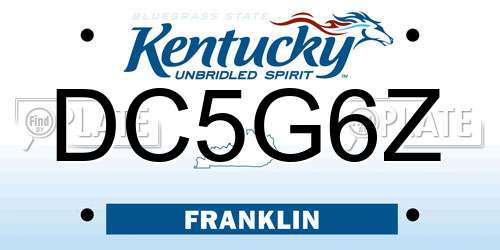 DC5G6Z Kentucky License Plate
