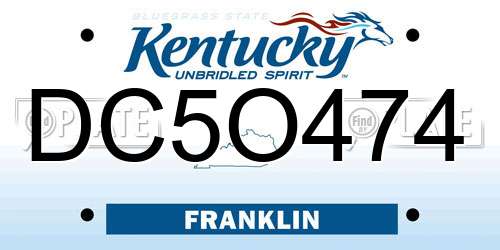 DC5O474 Kentucky License Plate
